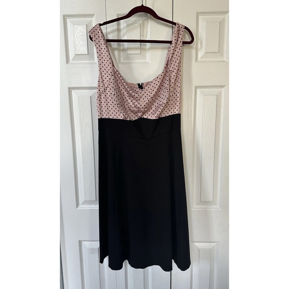 Torrid Sz 18 Pink & Black Polka Dot Sweetheart Retro Rockabilly Dress NWT